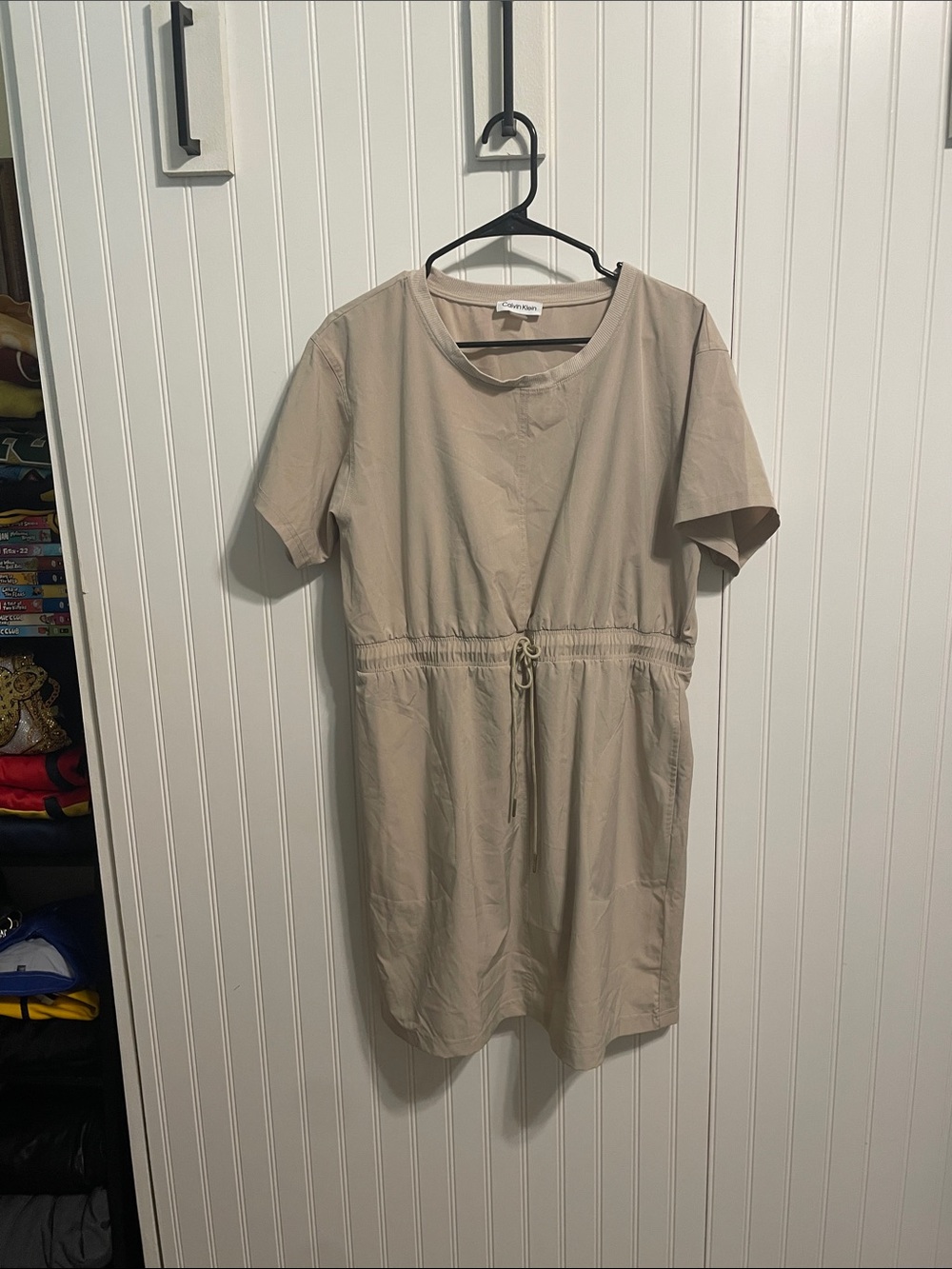 Calvin Klein Neutral Beige Crewneck Dress